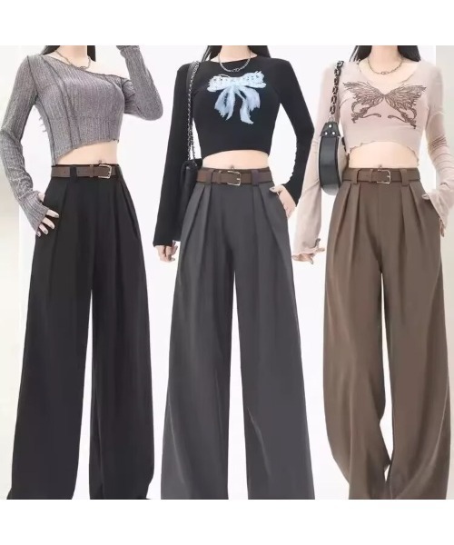 Ritzy(リッツィー)の「ハイウエスト プリーツワイドパンツ(その他パンツ・レディース・グレー/カーキ/ブラック・M/L)」の4枚目の写真