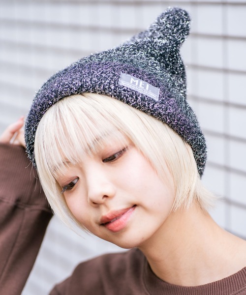 MEI(メイ)の「【MEI/メイ】クマミミニットキャップ(ニットキャップ/ビーニー・メンズ・ブラック/ライトグレー/ピンク・FREE)」の2枚目の写真