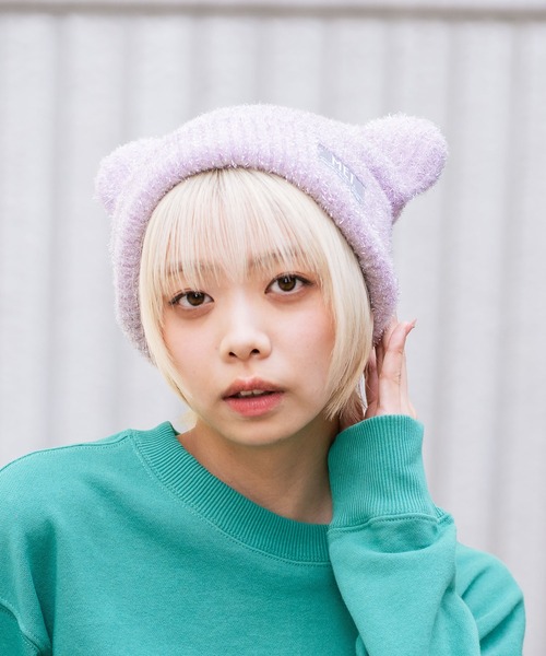 MEI(メイ)の「【MEI/メイ】クマミミニットキャップ(ニットキャップ/ビーニー・メンズ・ブラック/ライトグレー/ピンク・FREE)」の17枚目の写真