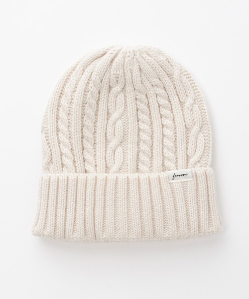 Honeys(ハニーズ)の「ケーブル編ニット帽(ニットキャップ/ビーニー・レディース・杢グレー/ブラウン系その他/ブラック/アイボリー・FREE)」の22枚目の写真