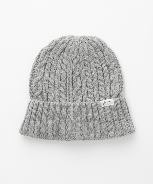 Honeys(ハニーズ)の「ケーブル編ニット帽(ニットキャップ/ビーニー・レディース・杢グレー/ブラウン系その他/ブラック/アイボリー・FREE)」の16枚目の写真