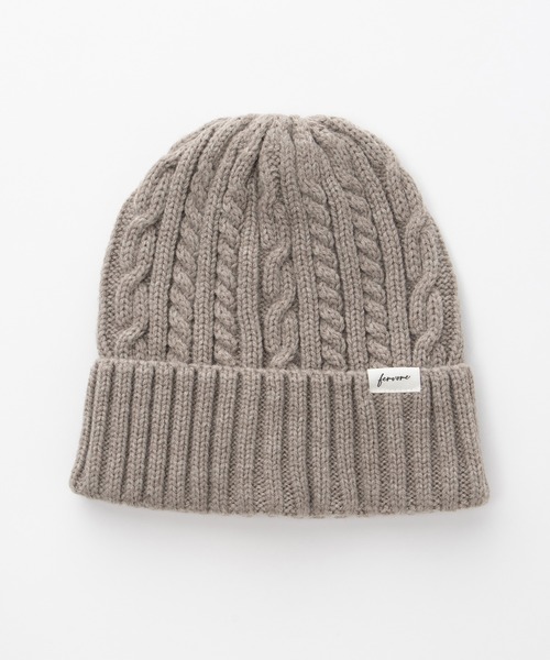 Honeys(ハニーズ)の「ケーブル編ニット帽(ニットキャップ/ビーニー・レディース・杢グレー/ブラウン系その他/ブラック/アイボリー・FREE)」の13枚目の写真