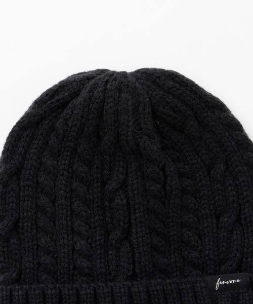 Honeys(ハニーズ)の「ケーブル編ニット帽(ニットキャップ/ビーニー・レディース・杢グレー/ブラウン系その他/ブラック/アイボリー・FREE)」の9枚目の写真