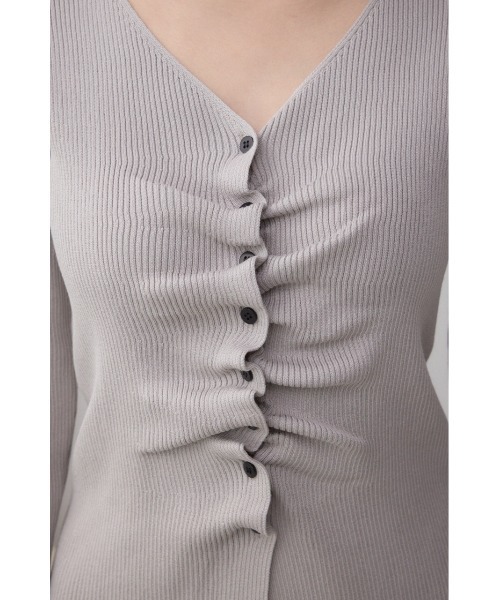 AZUL by moussy(アズールバイマウジー)の「フロントギャザーVネックニット(ニット/セーター・レディース・ブラウン/ブラック/ライトグレー・FREE)」の17枚目の写真
