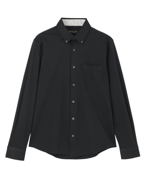 TOKYO SHIRTS(トウキョウシャツ)の「デザインカジュアル長袖シャツ ボタンダウン(ポロシャツ・メンズ・ブラック・S/M/LL)」の1枚目の写真