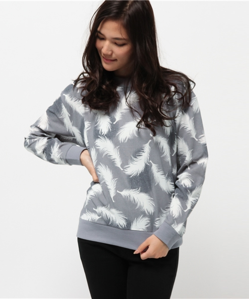 OUTLET（アウトレット）の「【Discoat】発泡羽柄P/O（Tシャツ/カットソー・レディース・ネイビー/オフホワイト/杢グレー・MEDIUM/LARGE）」の2枚目の写真