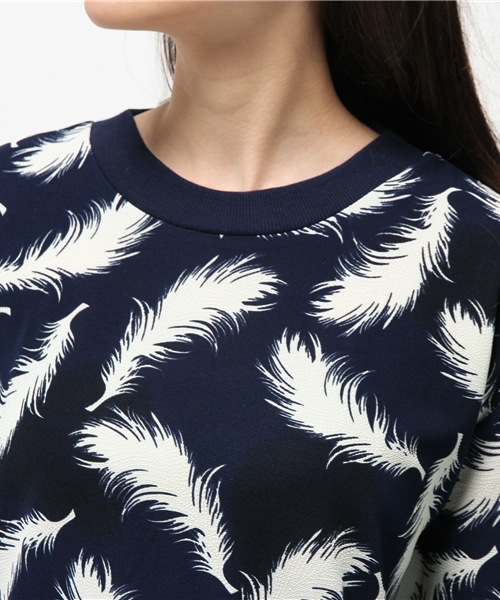 OUTLET（アウトレット）の「【Discoat】発泡羽柄P/O（Tシャツ/カットソー・レディース・ネイビー/オフホワイト/杢グレー・MEDIUM/LARGE）」の7枚目の写真