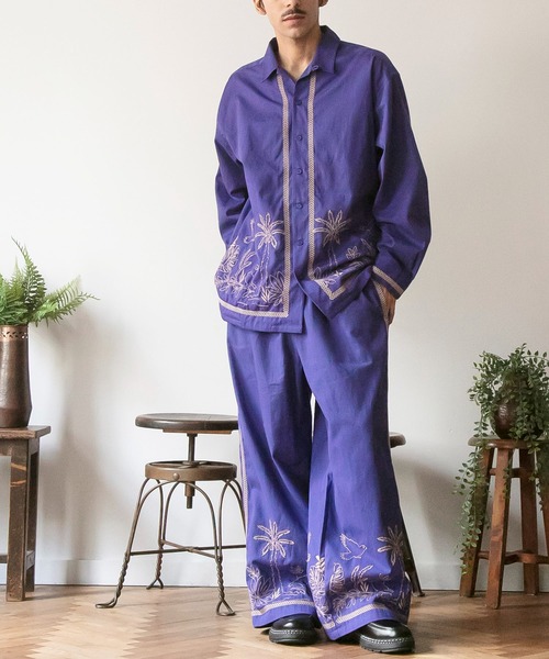 チャイハネ(チャイハネ)の「【チャイハネ】アイララMEN'S刺繍シャツ(シャツ/ブラウス・メンズ・パープル/ホワイト・FREE)」の5枚目の写真