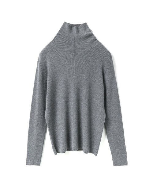 mizuiroind（ミズイロインド）の「mizuiro ind ボタン付きリブハイネックプルオーバー（ニット/セーター・レディース・ブラック/アイボリー/ネイビー/ブラウン/グレー・FREE）」の3枚目の写真