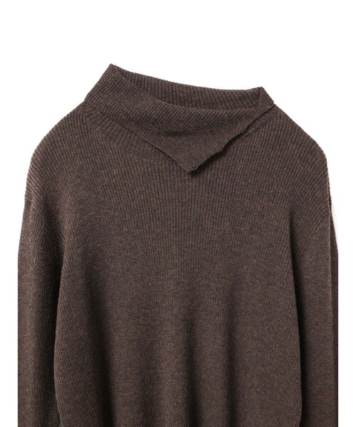 mizuiroind（ミズイロインド）の「mizuiro ind ボタン付きリブハイネックプルオーバー（ニット/セーター・レディース・ブラック/アイボリー/ネイビー/ブラウン/グレー・FREE）」の9枚目の写真