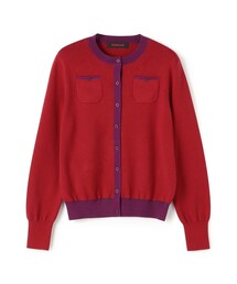 CABAN 赤 五分袖カーディガン CABaN コットンカシミヤ ポケットクルーネックカーディガン
