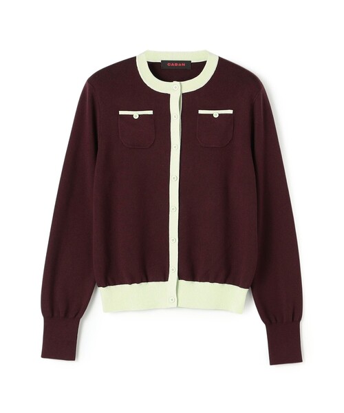 コットンカシミヤ バイカラークルーネックカーディガン（カーディガン