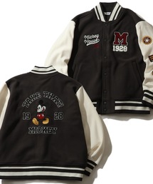 メンズのスタジャン（グレー/灰色系・前面プリント）ファッション通販