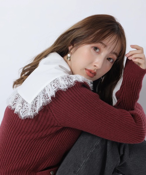 Apuweiser-riche（アプワイザーリッシェ）の「セーラーカラーカーデプルオーバー（ニット/セーター・レディース・オフホワイト/ボルドー/ブラック・2）」の5枚目の写真