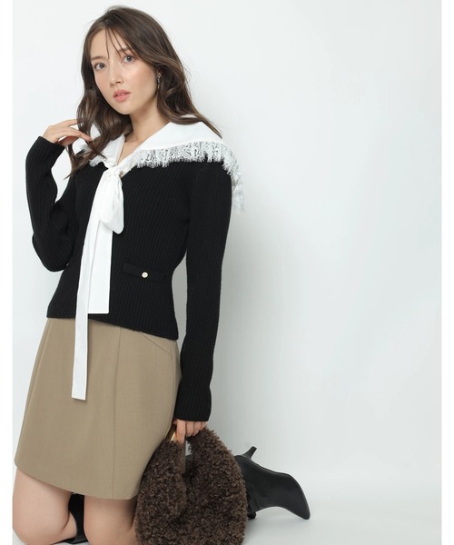 Apuweiser-riche（アプワイザーリッシェ）の「セーラーカラーカーデプルオーバー（ニット/セーター・レディース・オフホワイト/ボルドー/ブラック・2）」の4枚目の写真