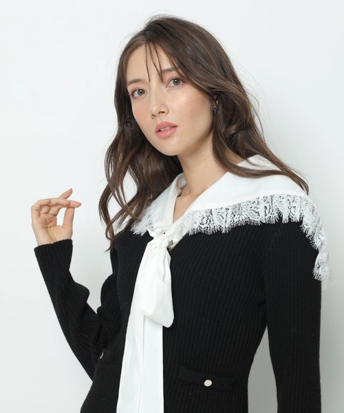 Apuweiser-riche（アプワイザーリッシェ）の「セーラーカラーカーデプルオーバー（ニット/セーター・レディース・オフホワイト/ボルドー/ブラック・2）」の6枚目の写真