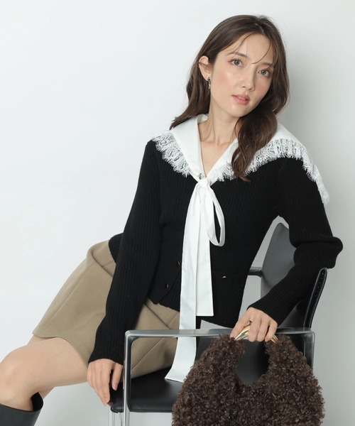 Apuweiser-riche（アプワイザーリッシェ）の「セーラーカラーカーデプルオーバー（ニット/セーター・レディース・オフホワイト/ボルドー/ブラック・2）」の12枚目の写真