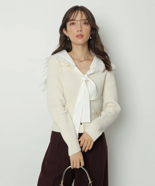 Apuweiser-riche（アプワイザーリッシェ）の「セーラーカラーカーデプルオーバー（ニット/セーター・レディース・オフホワイト/ボルドー/ブラック・2）」の20枚目の写真