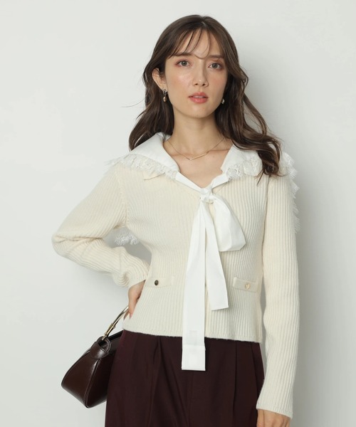 Apuweiser-riche（アプワイザーリッシェ）の「セーラーカラーカーデプルオーバー（ニット/セーター・レディース・オフホワイト/ボルドー/ブラック・2）」の21枚目の写真