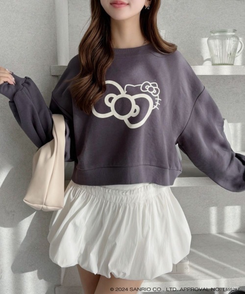 TREOVER(トレオーバー)の「≪HELLO KITTY≫ リボンデザインショートプルオーバー(Tシャツ/カットソー・レディース・チャコール/オートミール/アイボリー・FREE)」の10枚目の写真