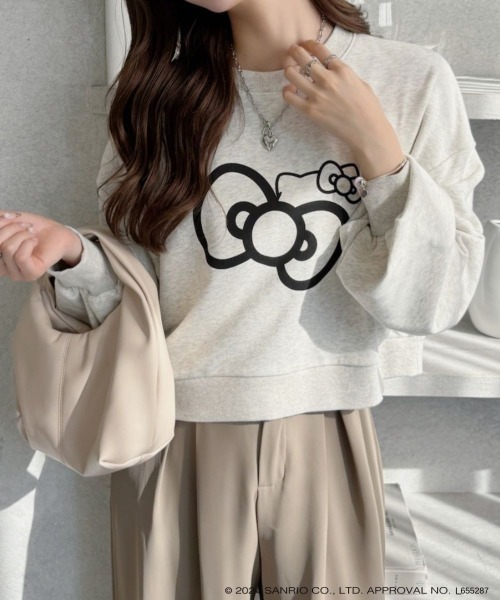 TREOVER(トレオーバー)の「≪HELLO KITTY≫ リボンデザインショートプルオーバー(Tシャツ/カットソー・レディース・チャコール/オートミール/アイボリー・FREE)」の13枚目の写真