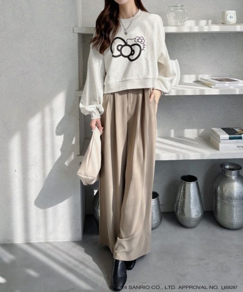 TREOVER(トレオーバー)の「≪HELLO KITTY≫ リボンデザインショートプルオーバー(Tシャツ/カットソー・レディース・チャコール/オートミール/アイボリー・FREE)」の14枚目の写真