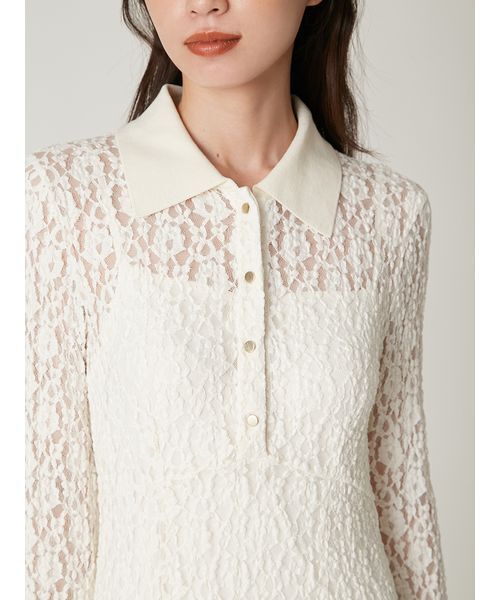 セール】ストレッチレースポロカラーワンピース（ワンピース）｜FRAY