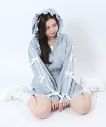 Salong hameu（サロン ハミュー）の「うさみみ 袖リボンジップパーカー＆フリルミニスカート セットアップ/サブカルファッション 量産系女子 病み系 天使界隈 地雷（セットアップ）」