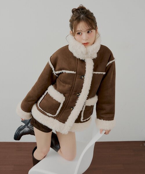 2wayスタンドムートンルーズジャケット（その他アウター）｜Chico