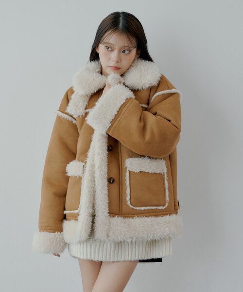 2WAYスタンドムートンルーズジャケットコート（その他アウター