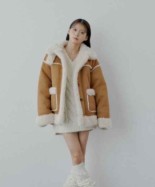 Chico（チコ）の「2wayスタンドムートンルーズジャケット（その他アウター・レディース・アイボリー/キャメル/ホワイト系その他3/ブラウン系その他3/ダークブラウン・FREE）」の8枚目の写真