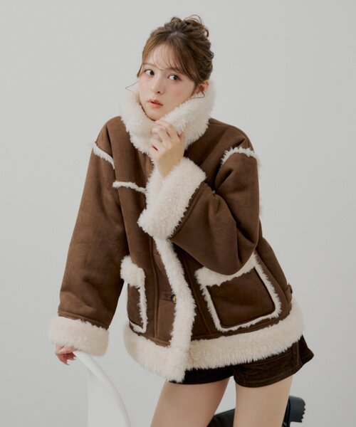 Chico（チコ）の「2wayスタンドムートンルーズジャケット（その他アウター・レディース・アイボリー/キャメル/ホワイト系その他3/ブラウン系その他3/ダークブラウン・FREE）」の11枚目の写真