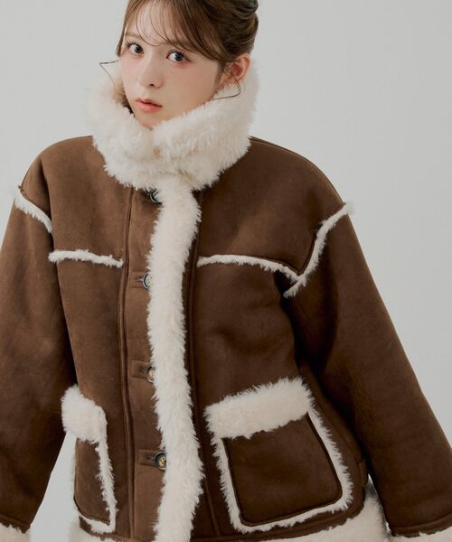 Chico（チコ）の「2wayスタンドムートンルーズジャケット（その他アウター・レディース・アイボリー/キャメル/ホワイト系その他3/ブラウン系その他3/ダークブラウン・FREE）」の12枚目の写真