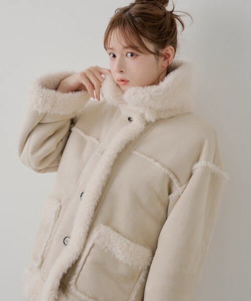 Chico（チコ）の「2wayスタンドムートンルーズジャケット（その他アウター・レディース・アイボリー/キャメル/ホワイト系その他3/ブラウン系その他3/ダークブラウン・FREE）」の16枚目の写真