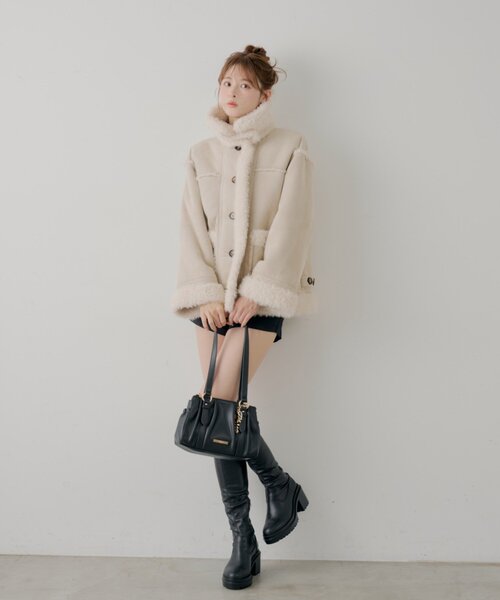 Chico（チコ）の「2wayスタンドムートンルーズジャケット（その他アウター・レディース・アイボリー/キャメル/ホワイト系その他3/ブラウン系その他3/ダークブラウン・FREE）」の17枚目の写真