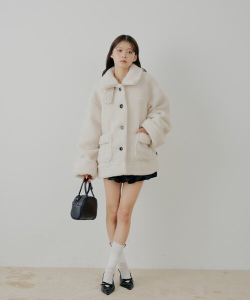 Chico（チコ）の「2wayスタンドムートンルーズジャケット（その他アウター・レディース・アイボリー/キャメル/ホワイト系その他3/ブラウン系その他3/ダークブラウン・FREE）」の22枚目の写真