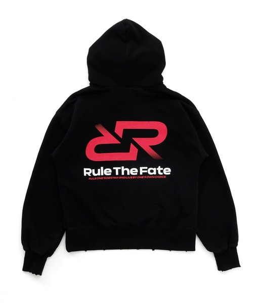 RULE THE FATE（ルールザフェイト）の「RTF RRLOGO DAMAGE SWEAT HOODIE/RRロゴダメージスウェットフーディー（パーカー・メンズ・ブラック/ベージュ・2/1/0）」の8枚目の写真
