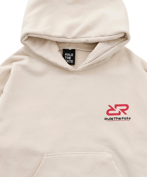 RULE THE FATE（ルールザフェイト）の「RTF RRLOGO DAMAGE SWEAT HOODIE/RRロゴダメージスウェットフーディー（パーカー・メンズ・ブラック/ベージュ・2/1/0）」の5枚目の写真