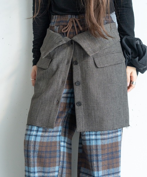 hwyl（ヒュイル）の「起毛チェック柄タックワイドパンツ（その他パンツ・レディース・ホワイト系その他/ブルー系その他・FREE）」の4枚目の写真