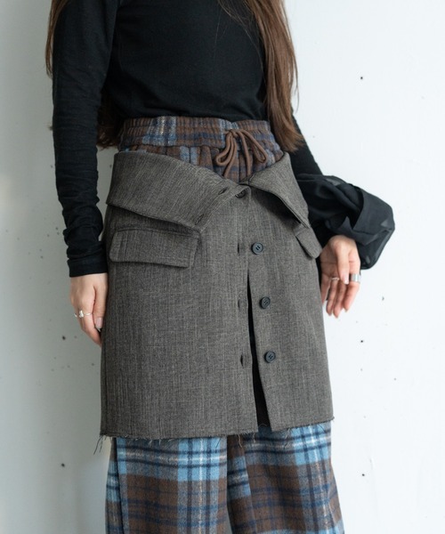 hwyl（ヒュイル）の「起毛チェック柄タックワイドパンツ（その他パンツ・レディース・ホワイト系その他/ブルー系その他・FREE）」の5枚目の写真
