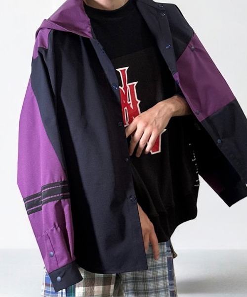 masterkey（マスターキー）の「ms6306-COMFORT-SH フード付きシャツ(MK26S-S-02)（シャツ/ブラウス・メンズ・ブラック/ホワイト/パープル・2/1）」の5枚目の写真