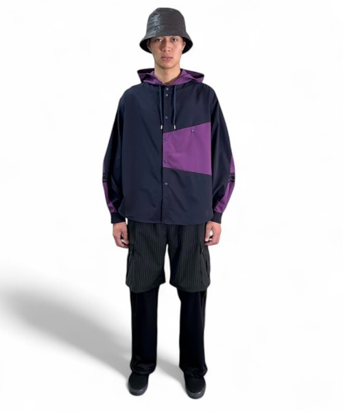 masterkey（マスターキー）の「ms6306-COMFORT-SH フード付きシャツ(MK26S-S-02)（シャツ/ブラウス・メンズ・ブラック/ホワイト/パープル・2/1）」の6枚目の写真