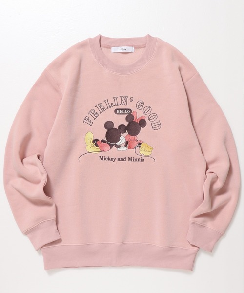 Disney(ディズニー)の「【DISNEY/ディズニー】ミッキーマウス裏起毛総刺繍クルーネックトレーナー(スウェット・レディース・ベージュ/ネイビー/ブラック/ライトピンク・MEDIUM/LARGE)」の11枚目の写真