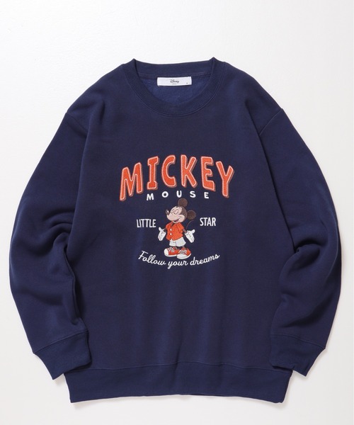 Disney(ディズニー)の「【DISNEY/ディズニー】ミッキーマウス裏起毛総刺繍クルーネックトレーナー(スウェット・レディース・ベージュ/ネイビー/ブラック/ライトピンク・MEDIUM/LARGE)」の9枚目の写真