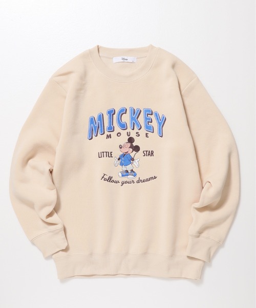 Disney(ディズニー)の「【DISNEY/ディズニー】ミッキーマウス裏起毛総刺繍クルーネックトレーナー(スウェット・レディース・ベージュ/ネイビー/ブラック/ライトピンク・MEDIUM/LARGE)」の7枚目の写真