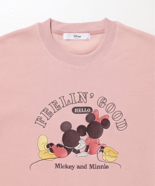 Disney(ディズニー)の「【DISNEY/ディズニー】ミッキーマウス裏起毛総刺繍クルーネックトレーナー(スウェット・レディース・ベージュ/ネイビー/ブラック/ライトピンク・MEDIUM/LARGE)」の20枚目の写真