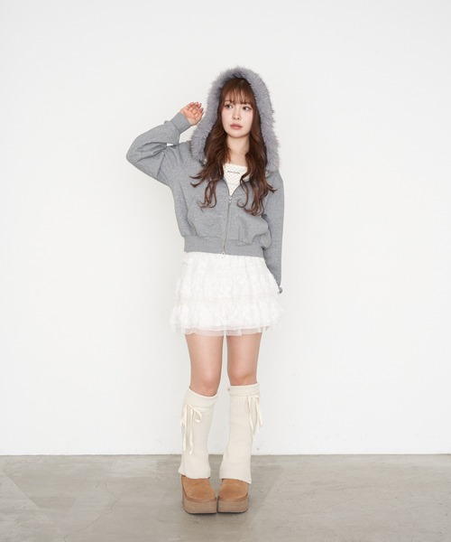 RAY CASSIN(レイカズン)の「ファー付フードパーカー(パーカー・レディース・グレー/チャコールグレー/ブラウン・FREE)」の14枚目の写真