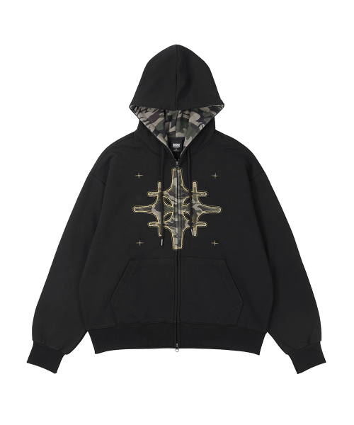GAKKAI UNIONS(ガッカイユニオンズ)の「カモパッチポスタフードジップアップブラック(パーカー・メンズ・その他・SMALL/MEDIUM/LARGE)」の2枚目の写真