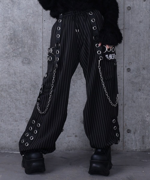 ストライプサスペンダージョガーパンツ（カーゴパンツ）｜Amilige