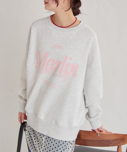 mystic（ミスティック）の「裏起毛ロゴスウェット（パーカー・レディース・ライトグレー/ネイビー・FREE）」の4枚目の写真